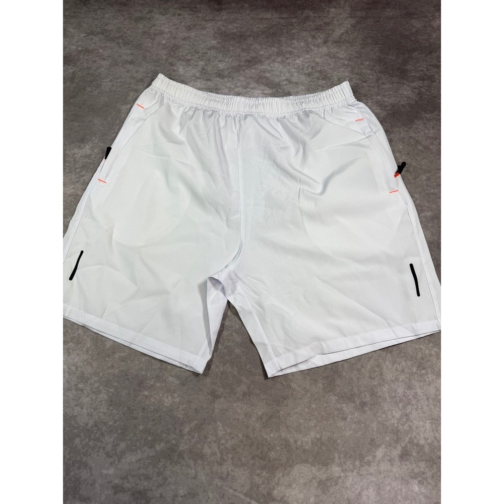 Athletic Running Shorts Mens Medium White Polyester Blend Elastic Waist Gym